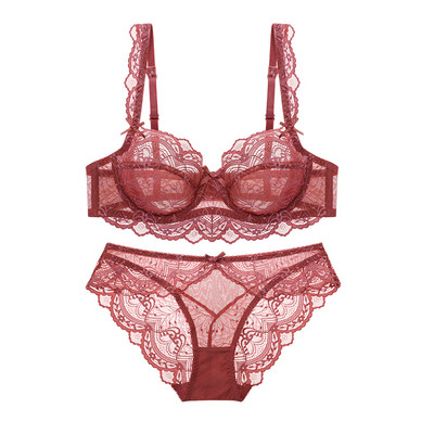 Εξαιρετικά λεπτή δαντέλα διάφανο σετ εσωρούχων σουτιέν + εσώρουχα 2 κοστούμια για νεαρές γυναίκες ABCDE cup 90C 90D 95C 95D