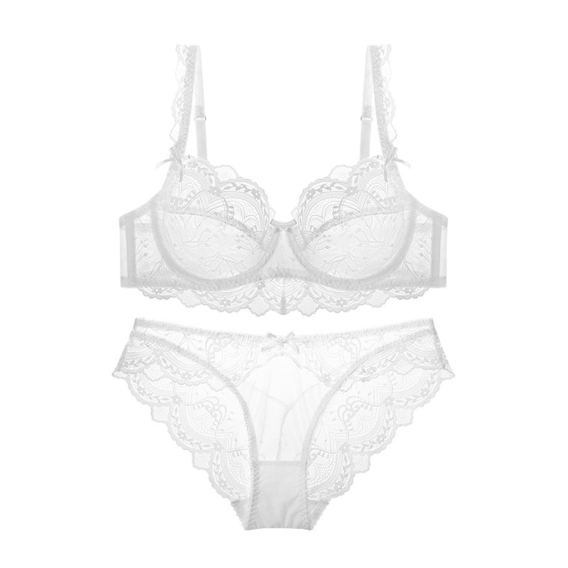 Εξαιρετικά λεπτή δαντέλα διάφανο σετ εσωρούχων σουτιέν + εσώρουχα 2 κοστούμια για νεαρές γυναίκες ABCDE cup 90C 90D 95C 95D