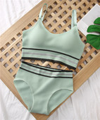 CHRLEISURE Set de lenjerie intima sutien fără spate Set de lenjerie în formă de U pentru femei Curea reglabilă Push Up Crop top confortabil, respirabil