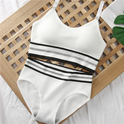 CHRLEISURE Set de lenjerie intima sutien fără spate Set de lenjerie în formă de U pentru femei Curea reglabilă Push Up Crop top confortabil, respirabil