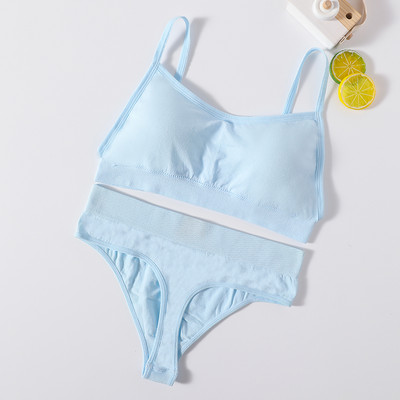 Γυναικείο Σετ σουτιέν και εσώρουχα χωρίς ραφές Ψηλόμεση στρινγκ Εσώρουχα Σέξι σετ εσωρούχων χωρίς πλάτη Ασύρματο σουτιέν Γυναικείο σουτιέν με σωλήνες