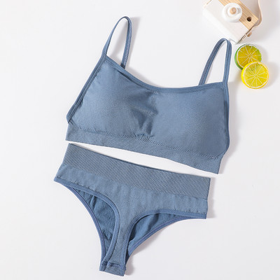 Γυναικείο Σετ σουτιέν και εσώρουχα χωρίς ραφές Ψηλόμεση στρινγκ Εσώρουχα Σέξι σετ εσωρούχων χωρίς πλάτη Ασύρματο σουτιέν Γυναικείο σουτιέν με σωλήνες