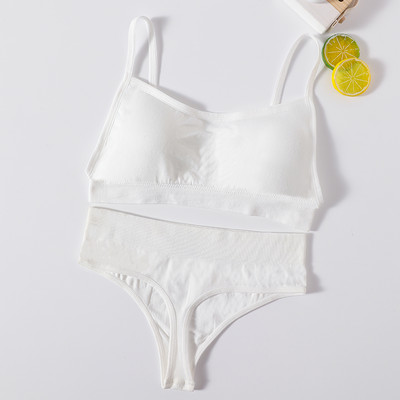 Γυναικείο Σετ σουτιέν και εσώρουχα χωρίς ραφές Ψηλόμεση στρινγκ Εσώρουχα Σέξι σετ εσωρούχων χωρίς πλάτη Ασύρματο σουτιέν Γυναικείο σουτιέν με σωλήνες