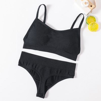 Γυναικείο Σετ σουτιέν και εσώρουχα χωρίς ραφές Ψηλόμεση στρινγκ Εσώρουχα Σέξι σετ εσωρούχων χωρίς πλάτη Ασύρματο σουτιέν Γυναικείο σουτιέν με σωλήνες