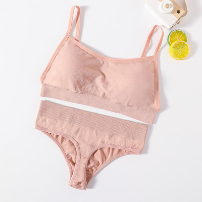 Γυναικείο Σετ σουτιέν και εσώρουχα χωρίς ραφές Ψηλόμεση στρινγκ Εσώρουχα Σέξι σετ εσωρούχων χωρίς πλάτη Ασύρματο σουτιέν Γυναικείο σουτιέν με σωλήνες