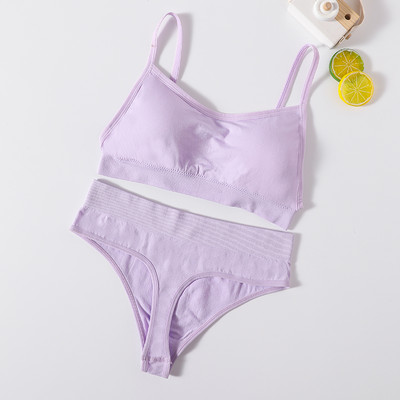 Γυναικείο Σετ σουτιέν και εσώρουχα χωρίς ραφές Ψηλόμεση στρινγκ Εσώρουχα Σέξι σετ εσωρούχων χωρίς πλάτη Ασύρματο σουτιέν Γυναικείο σουτιέν με σωλήνες