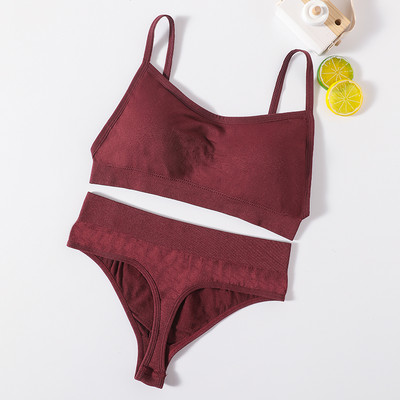 Γυναικείο Σετ σουτιέν και εσώρουχα χωρίς ραφές Ψηλόμεση στρινγκ Εσώρουχα Σέξι σετ εσωρούχων χωρίς πλάτη Ασύρματο σουτιέν Γυναικείο σουτιέν με σωλήνες