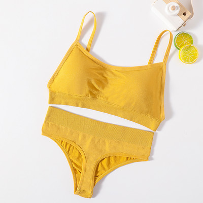 Γυναικείο Σετ σουτιέν και εσώρουχα χωρίς ραφές Ψηλόμεση στρινγκ Εσώρουχα Σέξι σετ εσωρούχων χωρίς πλάτη Ασύρματο σουτιέν Γυναικείο σουτιέν με σωλήνες