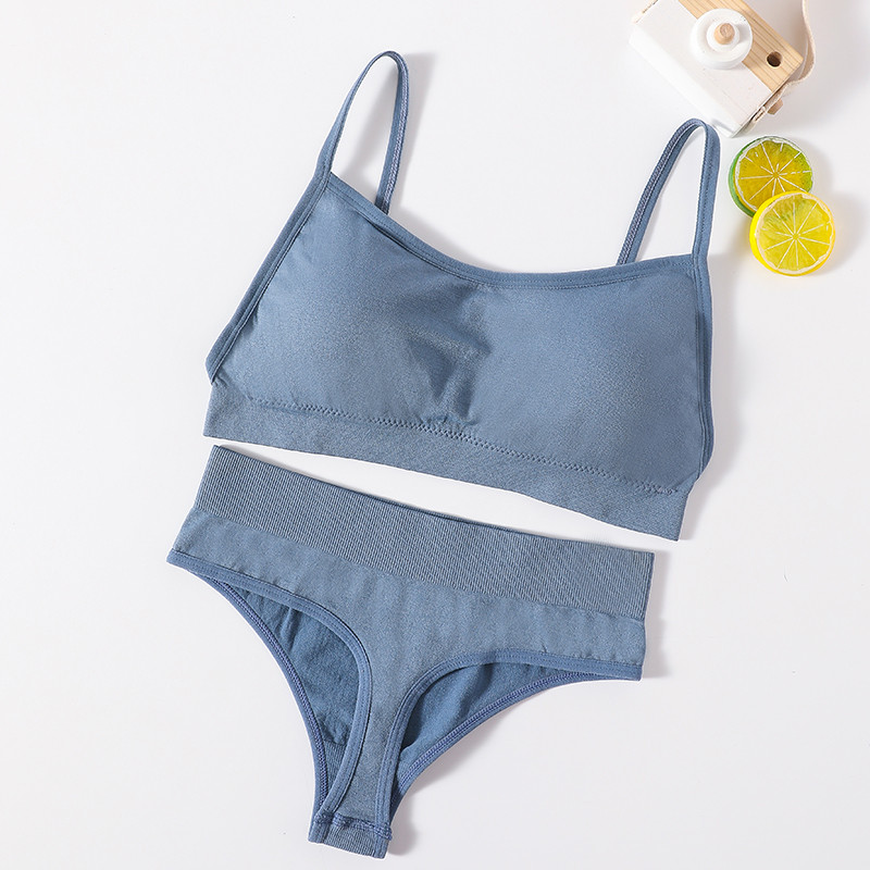 Γυναικείο Σετ σουτιέν και εσώρουχα χωρίς ραφές Ψηλόμεση στρινγκ Εσώρουχα Σέξι σετ εσωρούχων χωρίς πλάτη Ασύρματο σουτιέν Γυναικείο σουτιέν με σωλήνες