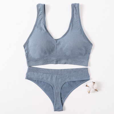 Γυναικείο Σετ σουτιέν Γυναικεία εσώρουχα χωρίς ραφή Σετ αποσπώμενες μαξιλαράκια Αθλητικό σουτιέν Top Bralette Ασύρματο Σουτιέν Σετ σέξι στρινγκ