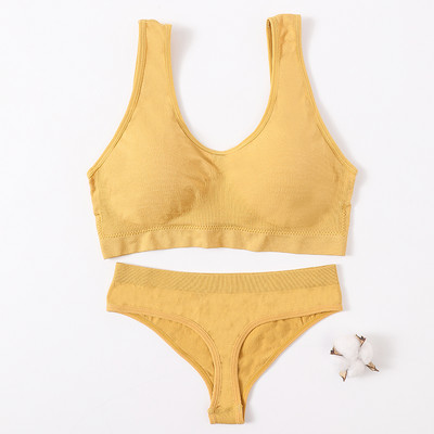 Γυναικείο Σετ σουτιέν Γυναικεία εσώρουχα χωρίς ραφή Σετ αποσπώμενες μαξιλαράκια Αθλητικό σουτιέν Top Bralette Ασύρματο Σουτιέν Σετ σέξι στρινγκ