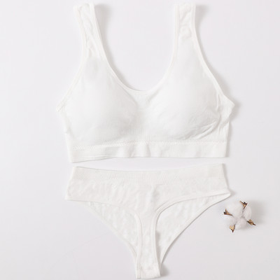 Γυναικείο Σετ σουτιέν Γυναικεία εσώρουχα χωρίς ραφή Σετ αποσπώμενες μαξιλαράκια Αθλητικό σουτιέν Top Bralette Ασύρματο Σουτιέν Σετ σέξι στρινγκ