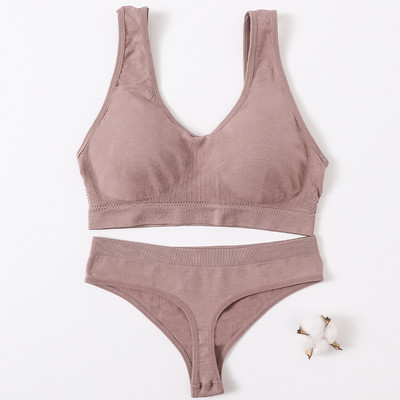 Γυναικείο Σετ σουτιέν Γυναικεία εσώρουχα χωρίς ραφή Σετ αποσπώμενες μαξιλαράκια Αθλητικό σουτιέν Top Bralette Ασύρματο Σουτιέν Σετ σέξι στρινγκ