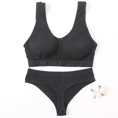 Γυναικείο Σετ σουτιέν Γυναικεία εσώρουχα χωρίς ραφή Σετ αποσπώμενες μαξιλαράκια Αθλητικό σουτιέν Top Bralette Ασύρματο Σουτιέν Σετ σέξι στρινγκ