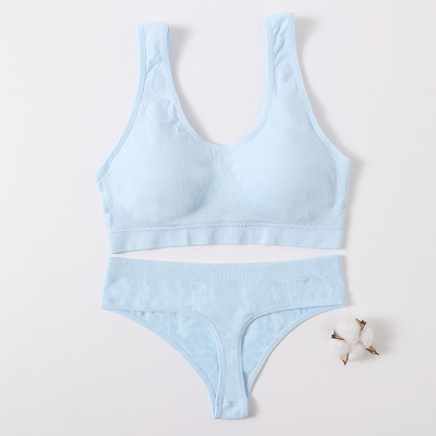 Γυναικείο Σετ σουτιέν Γυναικεία εσώρουχα χωρίς ραφή Σετ αποσπώμενες μαξιλαράκια Αθλητικό σουτιέν Top Bralette Ασύρματο Σουτιέν Σετ σέξι στρινγκ