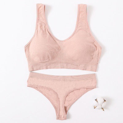 Γυναικείο Σετ σουτιέν Γυναικεία εσώρουχα χωρίς ραφή Σετ αποσπώμενες μαξιλαράκια Αθλητικό σουτιέν Top Bralette Ασύρματο Σουτιέν Σετ σέξι στρινγκ