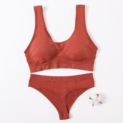 Γυναικείο Σετ σουτιέν Γυναικεία εσώρουχα χωρίς ραφή Σετ αποσπώμενες μαξιλαράκια Αθλητικό σουτιέν Top Bralette Ασύρματο Σουτιέν Σετ σέξι στρινγκ