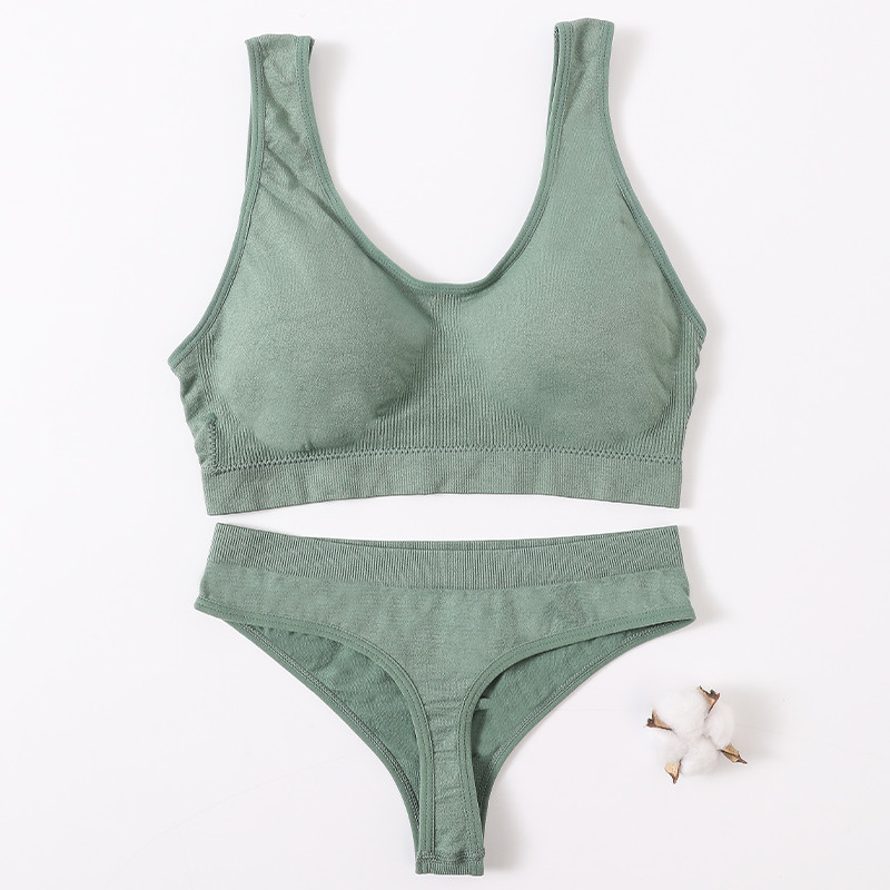 Γυναικείο Σετ σουτιέν Γυναικεία εσώρουχα χωρίς ραφή Σετ αποσπώμενες μαξιλαράκια Αθλητικό σουτιέν Top Bralette Ασύρματο Σουτιέν Σετ σέξι στρινγκ