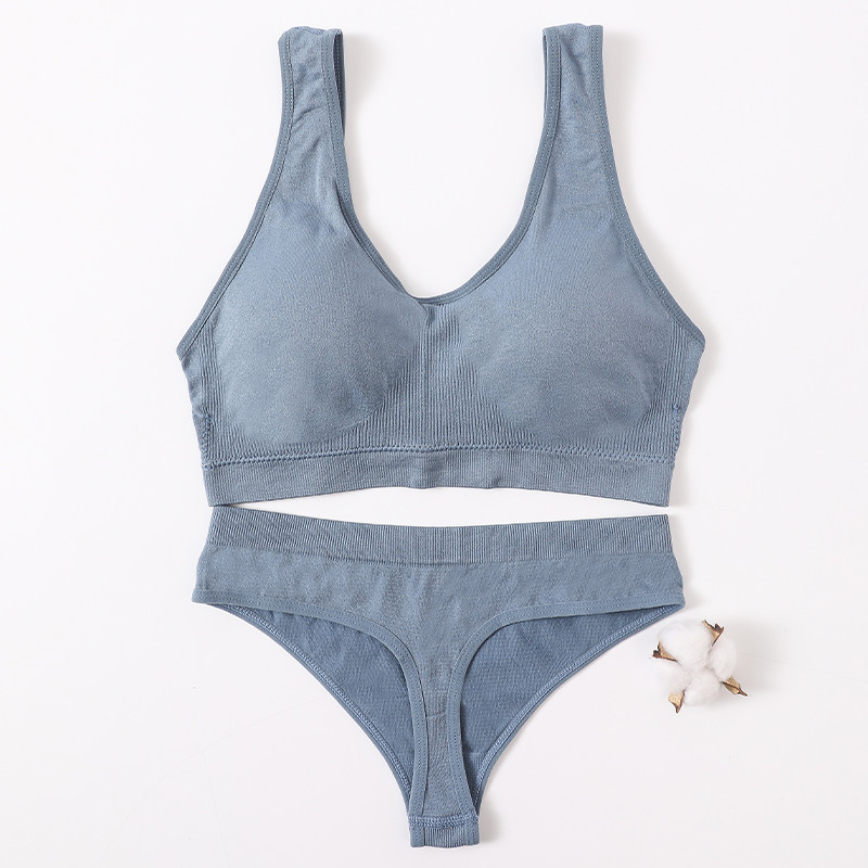 Γυναικείο Σετ σουτιέν Γυναικεία εσώρουχα χωρίς ραφή Σετ αποσπώμενες μαξιλαράκια Αθλητικό σουτιέν Top Bralette Ασύρματο Σουτιέν Σετ σέξι στρινγκ