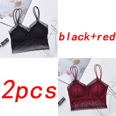 TEXIWAS 2 τμχ 3/4 Cup Lace Push Up σουτιέν Μαύρο λευκό Γυναικεία Intimates Crop Tops Γυναικεία σουτιέν Εσώρουχα Ασύρματη επένδυση Active Bra