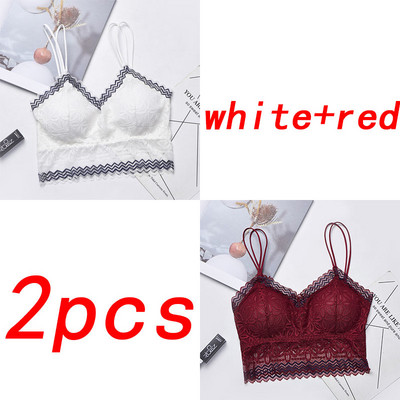 TEXIWAS 2 τμχ 3/4 Cup Lace Push Up σουτιέν Μαύρο λευκό Γυναικεία Intimates Crop Tops Γυναικεία σουτιέν Εσώρουχα Ασύρματη επένδυση Active Bra