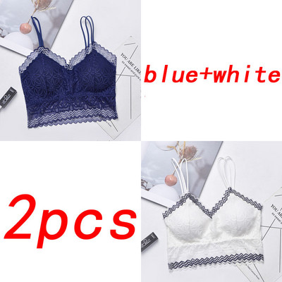 TEXIWAS 2 τμχ 3/4 Cup Lace Push Up σουτιέν Μαύρο λευκό Γυναικεία Intimates Crop Tops Γυναικεία σουτιέν Εσώρουχα Ασύρματη επένδυση Active Bra