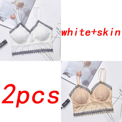 TEXIWAS 2 τμχ 3/4 Cup Lace Push Up σουτιέν Μαύρο λευκό Γυναικεία Intimates Crop Tops Γυναικεία σουτιέν Εσώρουχα Ασύρματη επένδυση Active Bra