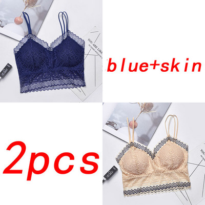 TEXIWAS 2 τμχ 3/4 Cup Lace Push Up σουτιέν Μαύρο λευκό Γυναικεία Intimates Crop Tops Γυναικεία σουτιέν Εσώρουχα Ασύρματη επένδυση Active Bra