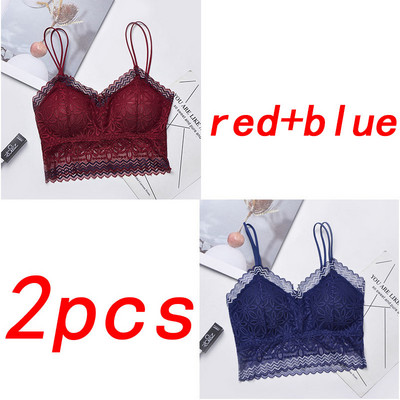 TEXIWAS 2 τμχ 3/4 Cup Lace Push Up σουτιέν Μαύρο λευκό Γυναικεία Intimates Crop Tops Γυναικεία σουτιέν Εσώρουχα Ασύρματη επένδυση Active Bra