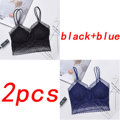 TEXIWAS 2 τμχ 3/4 Cup Lace Push Up σουτιέν Μαύρο λευκό Γυναικεία Intimates Crop Tops Γυναικεία σουτιέν Εσώρουχα Ασύρματη επένδυση Active Bra