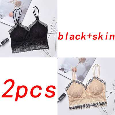 TEXIWAS 2 τμχ 3/4 Cup Lace Push Up σουτιέν Μαύρο λευκό Γυναικεία Intimates Crop Tops Γυναικεία σουτιέν Εσώρουχα Ασύρματη επένδυση Active Bra