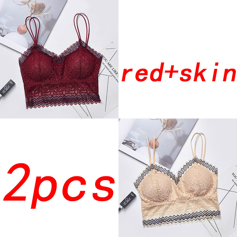 TEXIWAS 2 τμχ 3/4 Cup Lace Push Up σουτιέν Μαύρο λευκό Γυναικεία Intimates Crop Tops Γυναικεία σουτιέν Εσώρουχα Ασύρματη επένδυση Active Bra