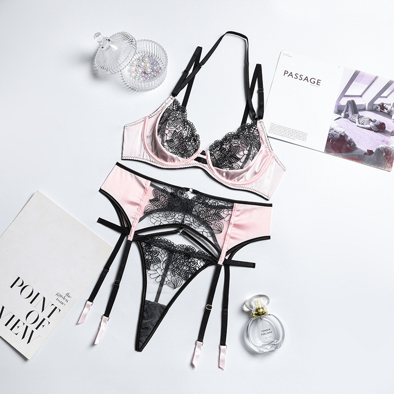 Ellolace Sensuaalne pesu Pits Naiste aluspesu Tikand Läbipaistev rinnahoidja Seksikad sukapaelad Lühikesed nahahoolduskomplektid Eksootilised komplektid