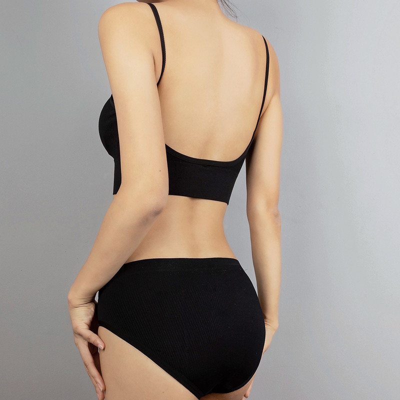 SALSPOR Set de lenjerie intimă fără cusături Set de sutien sport chiloți solidi pentru femei, sutien căptușit fără fir, costum de lenjerie confortabilă de dimensiuni mari