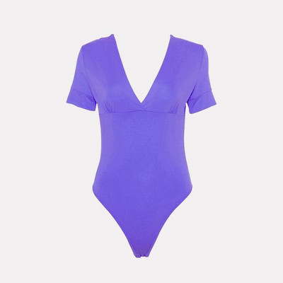 Body body sexy pentru femei de vară 2019, tricotat de primăvară, solid, cu mânecă scurtă, cu decolteu în V, body tricotat, pentru femei.