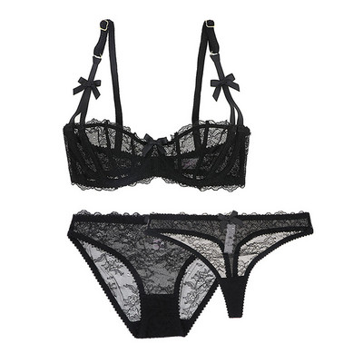 Varsbaby Bowknot μισό φλιτζάνι σουτιέν σουτιέν τριών τεμαχίων + σλιπ + στρινγκ σέξι χαριτωμένα εσώρουχα σετ σουτιέν συν μέγεθος