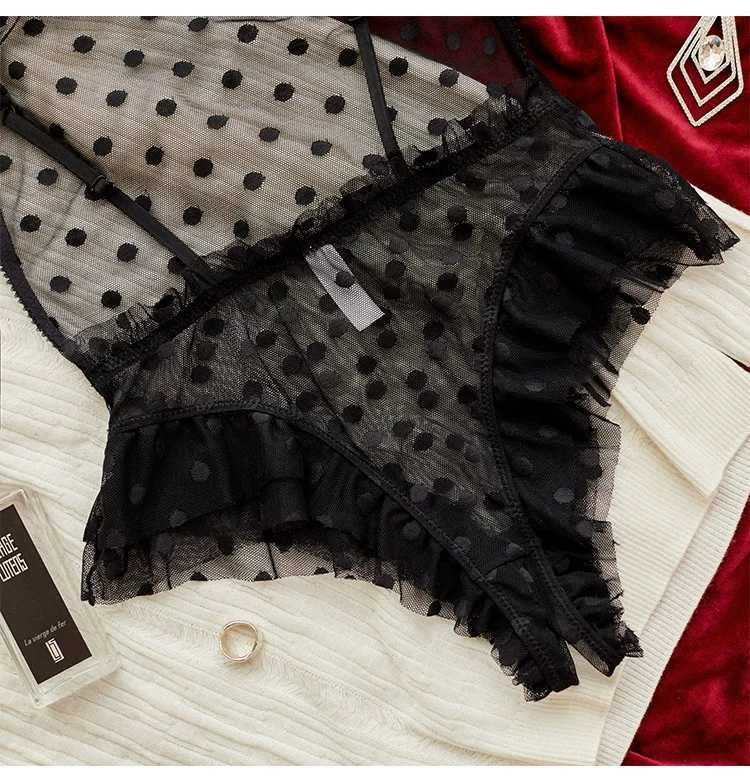 Body pijamale sexy pentru femei, de înaltă calitate, din dantelă, sexy, din dantelă, în formă de V adânc, body transparent.