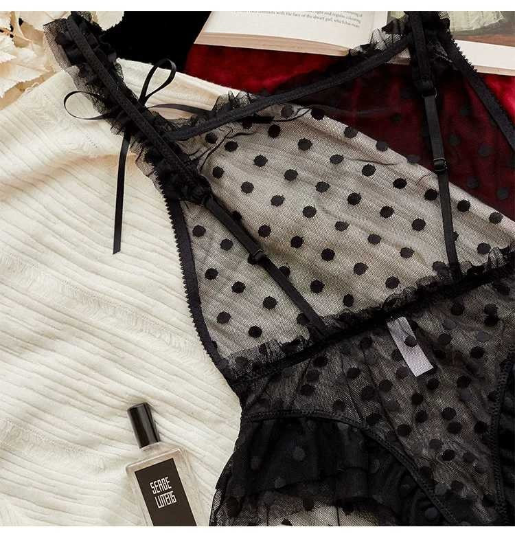 Body pijamale sexy pentru femei, de înaltă calitate, din dantelă, sexy, din dantelă, în formă de V adânc, body transparent.