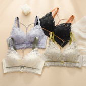 Naiste seksikas terasest rõngaga rinnahoidja, kokkupandud longusvastane aluspesu Pehme mugav toruga ülaosa, väikese rinnaga pits tüdruku korsett