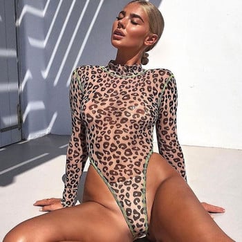 Γυναικείο κορμάκι Leopard Grain Print Romper Μακρυμάνικο Bodycon Γυναικείο Rompers Σέξι ολόσωμο ολόσωμο κοντό γυναικείο ολόσωμο φόρμα