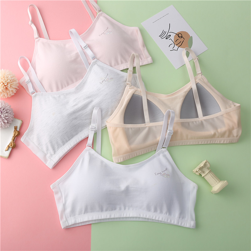 Novi sportski grudnjak za djevojčice Lolita, pamuk za mlade studentice, razvojni, slatki print, bez žice, prilagođene naramenice, udobno dječje donje rublje