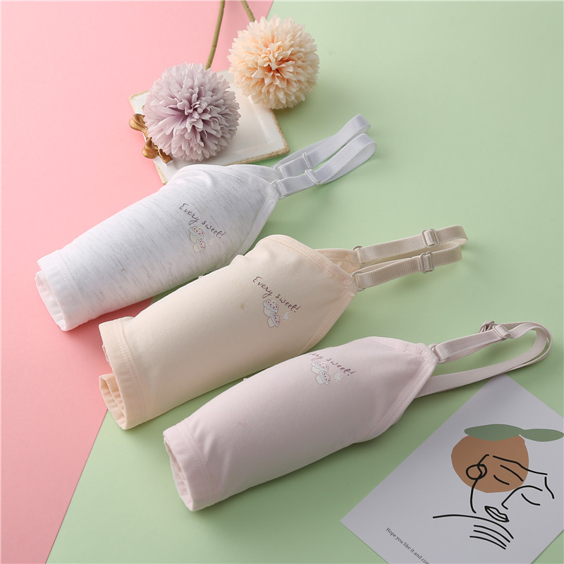 Novi sportski grudnjak za djevojčice Lolita, pamuk za mlade studentice, razvojni, slatki print, bez žice, prilagođene naramenice, udobno dječje donje rublje