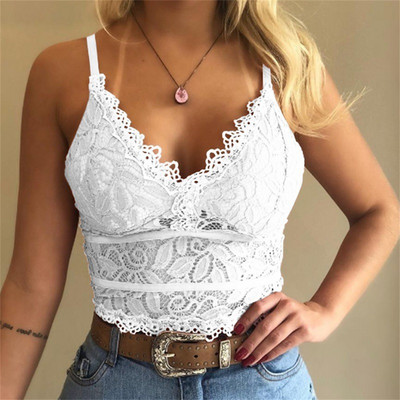 Corset din dantelă pentru femei Sutien camisole franțuzesc Maiuri cu bretele late pentru zi cu zi Casual Lenjerie de corp pentru fete Slim Hollow Pattern H9
