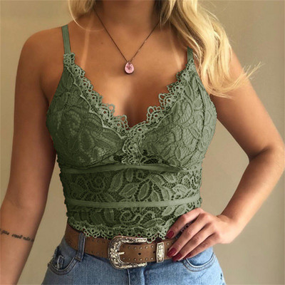 Corset din dantelă pentru femei Sutien camisole franțuzesc Maiuri cu bretele late pentru zi cu zi Casual Lenjerie de corp pentru fete Slim Hollow Pattern H9