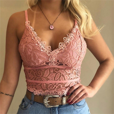 Corset din dantelă pentru femei Sutien camisole franțuzesc Maiuri cu bretele late pentru zi cu zi Casual Lenjerie de corp pentru fete Slim Hollow Pattern H9