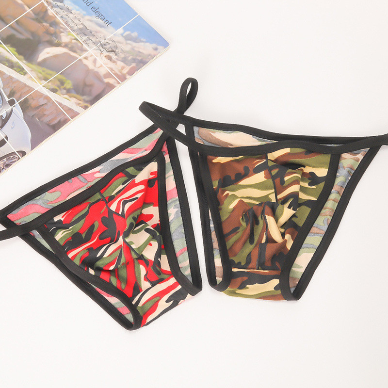 Slip bărbați Lenjerie de corp Slip de camuflaj sexy pentru bărbați husă umflată Bikini suspensoare cu talie joasă Chiloți pentru bărbați A5