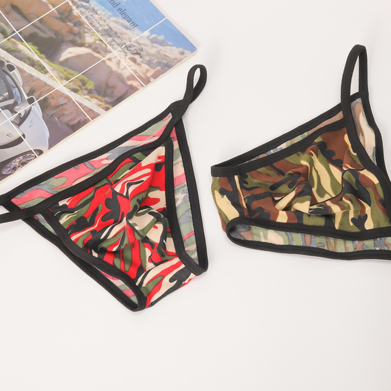Slip bărbați Lenjerie de corp Slip de camuflaj sexy pentru bărbați husă umflată Bikini suspensoare cu talie joasă Chiloți pentru bărbați A5