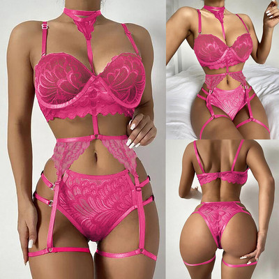 Lenjerie de corp feminin Lenjerie sexy pentru femei Lenjerie de dantelă obraznică Lenjerie de corp Lenjerie de dormit Inel de oțel Pijamale Jartieră Lenceria Femenina