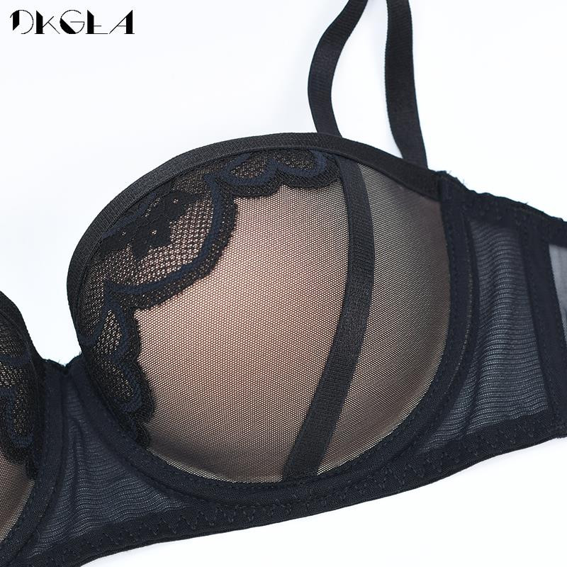 Bandage Push Up Σετ σουτιέν 1/2 φλιτζάνι Σέξι Μόδα Μαύρο Χοντρό Βαθύ V Gather Σετ Εσωρούχων Γυναικεία Εσώρουχα Δαντέλα Κέντημα