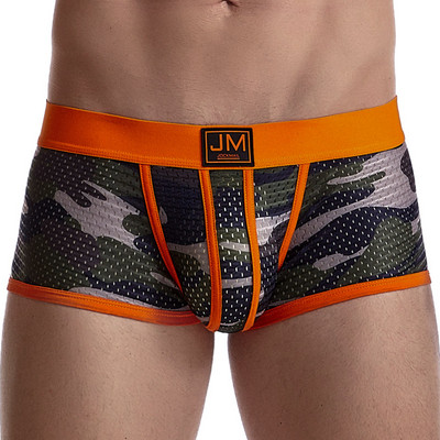 JOCKMAIL Slip respirabil din plasă Pantaloni scurți de modă cu imprimeu de camuflaj Chiloți casual bărbați Sexy cu talie joasă Trunchi de înot Lenjerie de corp